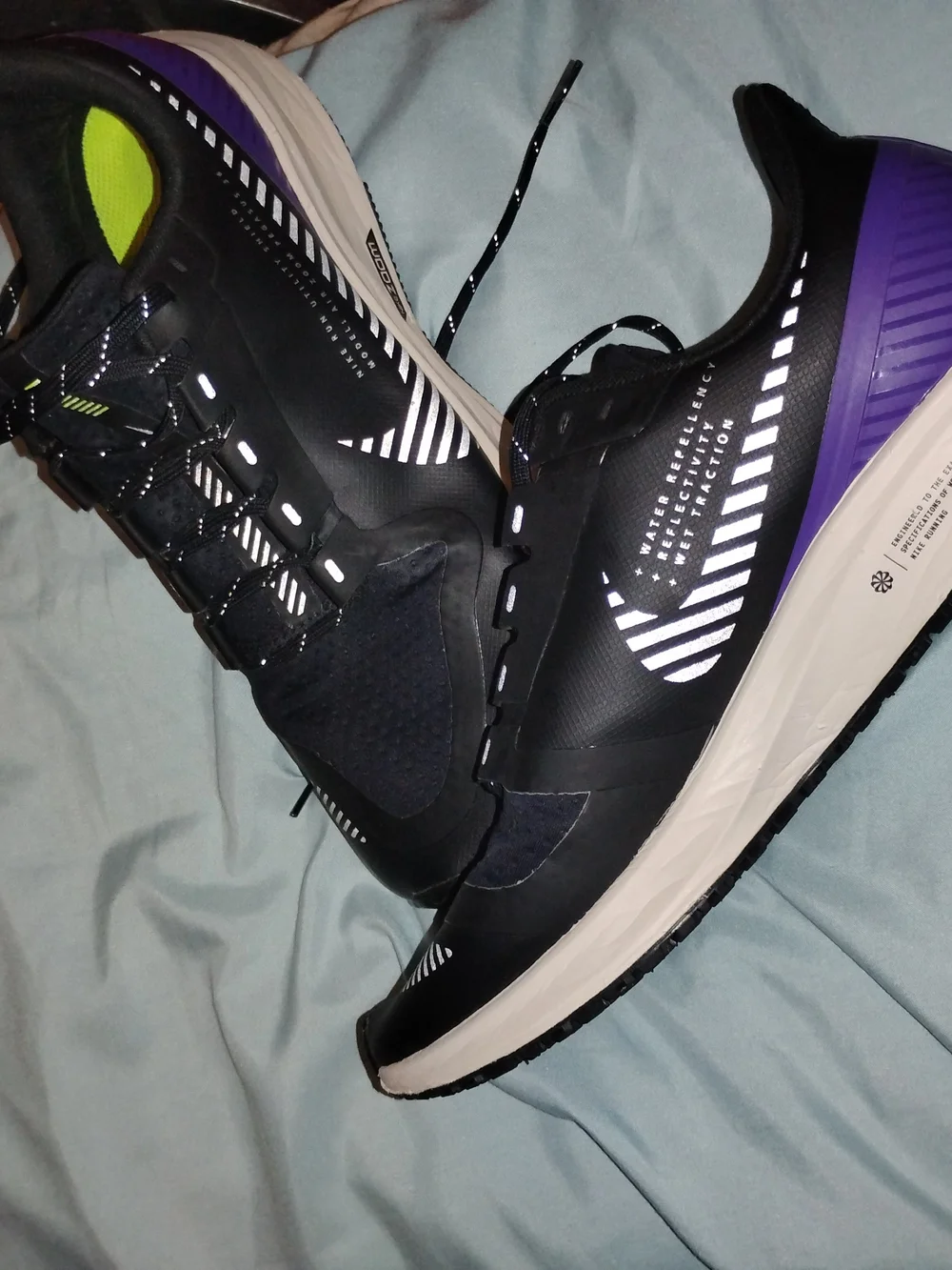 Nike Pegasus 5 Womens‎ Nike Black Purple White Women's Athletic Running Sneakers